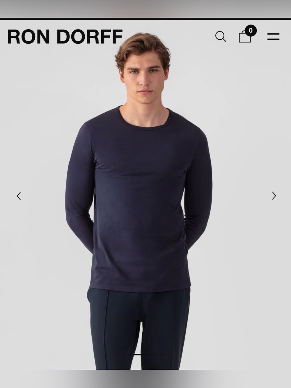 Ron Dorff Long  Sleeve T-Shirt Eyelet Edition Navy , Large
